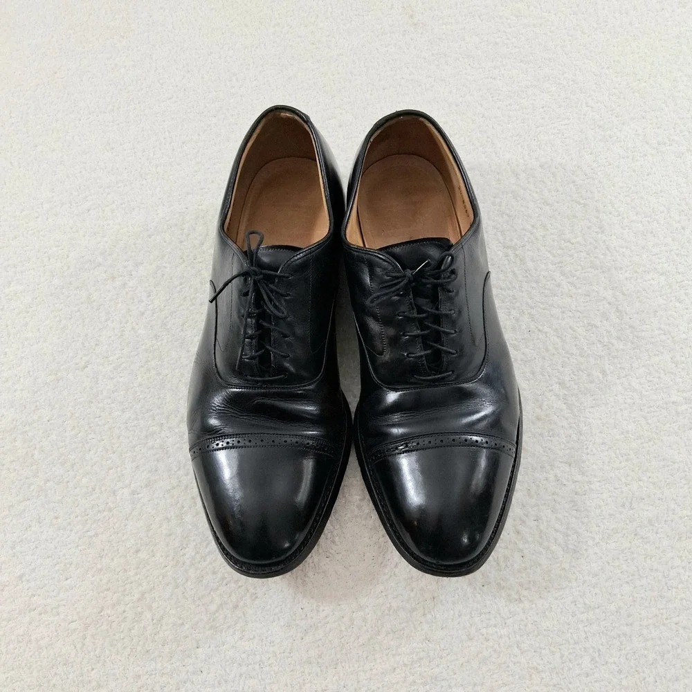 Vintage Johnston & Murphy Aristocrat Black Leather Cap Toe Oxfords 13 USA Made